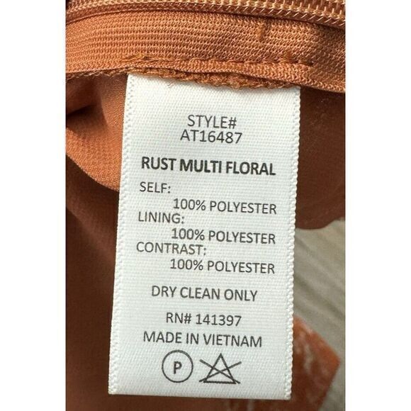 ASTR the Label Women XL Balloon Long Sleeve Floral Orange Sweetheart Neck - Picture 3 of 3